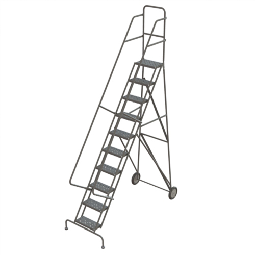 &eacute;chelles roulantes en acier, 10 marches, Largeur de la marche 16", Hauteur de la plateforme 100", Acier Distribution Élite MP
