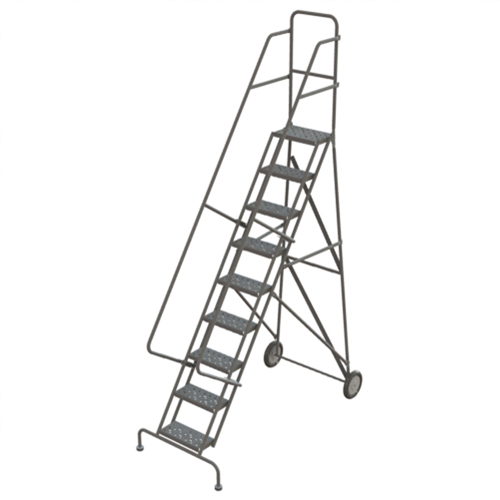 Rolling Ladder, 9 Steps, Serrated, 96" High Distribution Élite MP