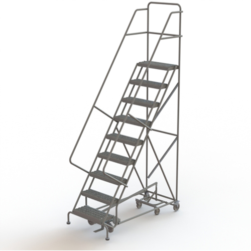 All Directional Rolling Ladder, 9 Steps, 24" Step Width, 90" Platform Height, Steel Distribution Élite MP