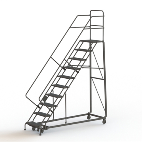 Heavy Duty Safety Slope Ladder, 10 Steps, Serrated, 50° Incline, 100" High Distribution Élite MP