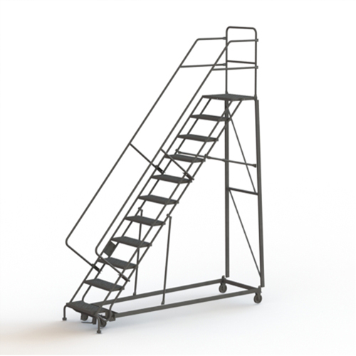 Heavy Duty Safety Slope Ladder, 11 Steps, Serrated, 50° Incline, 110" High Distribution Élite MP