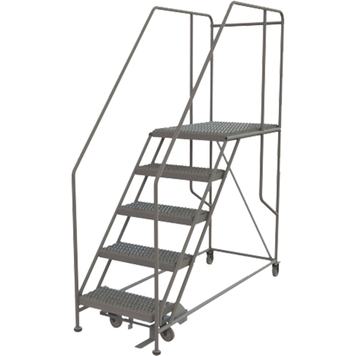 Mobile Work Platform, Steel, 5 Steps, 50" H, 35" D, 24" Step, Serrated Distribution Élite MP
