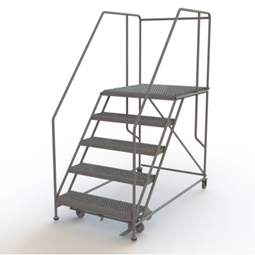 Mobile Work Platform, Steel, 5 Steps, 50" H, 36" D, 36" Step, Serrated Distribution Élite MP
