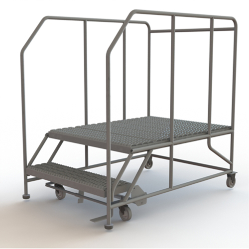 Plateforme de travail mobile, Acier, 2 Marches, 20" ha, 48" p, 36" Marche, Stri&eacute; Distribution Élite MP