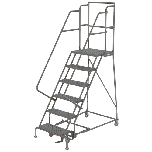 Deep Top Step Rolling Ladder, 10 Steps, 24" Step Width, 100" Platform Height, Steel Distribution Élite MP