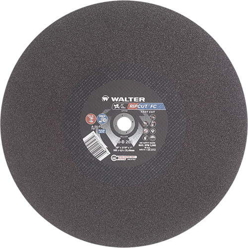 Ripcut Stainless Steel & Steel Cut-Off Wheel for Stationary Saws, 20" x 3/16", 1" Arbor, Type 1, Aluminum Oxide, 3000 RPM Distribution Élite MP