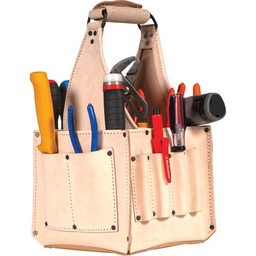 Porte-outils pour &eacute;lectricien et travaux d'entretien, Cuir, 17 pochettes, Beige Distribution Élite MP