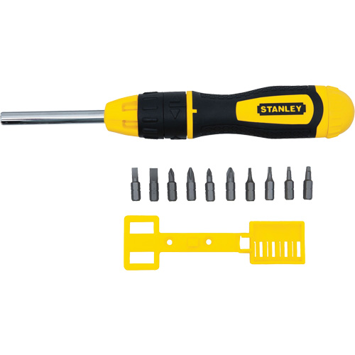 Multi-Bit Ratchet Screwdriver with 10 Bits, Cushion Grip Handle Distribution Élite MP