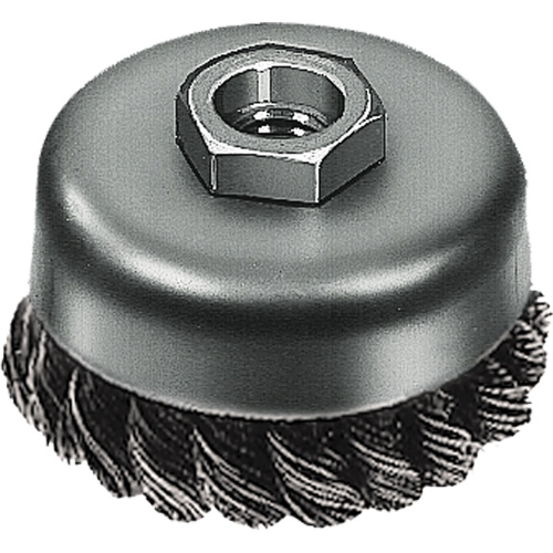 Knot Wire Cup Brush, 3" Dia. x 5/8"-11 Arbor Distribution Élite MP