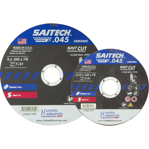 Meule &agrave; tronçonner, 14" x 0,045", Arbre de 5/8", Type 1, Oxyde d'aluminium/C&eacute;ramique, 19000 Tr/min Distribution Élite MP