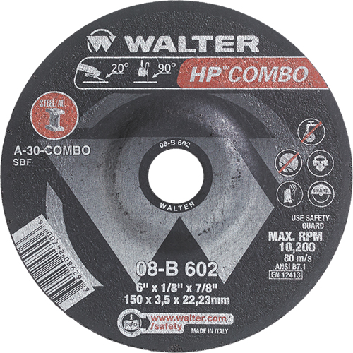 Meule combin&eacute;e HP Combo &agrave; moyeu d&eacute;port&eacute;, 6" x 1/8", Arbre de 7/8", Type 27 Distribution Élite MP