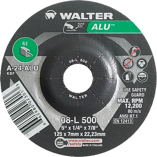 Meules en aluminium &agrave; moyeu d&eacute;port&eacute;, 5" x 1/4", Arbre 7/8", Type 27 Distribution Élite MP