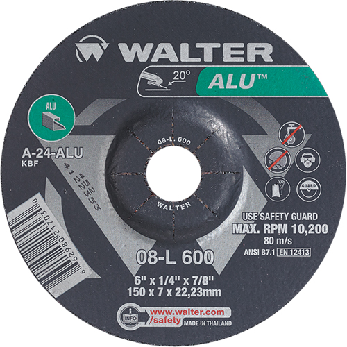 Meules en aluminium &agrave; moyeu d&eacute;port&eacute;, 6" x 1/4", Arbre 7/8", Type 27 Distribution Élite MP