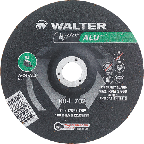 Depressed Centre Grinding Wheels - Aluminium Type 27, 7" x 1/8", 7/8" Arbor, Type 27 Distribution Élite MP