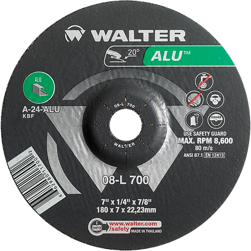 Meules en aluminium &agrave; moyeu d&eacute;port&eacute;, 7" x 1/4", Arbre 7/8", Type 27 Distribution Élite MP