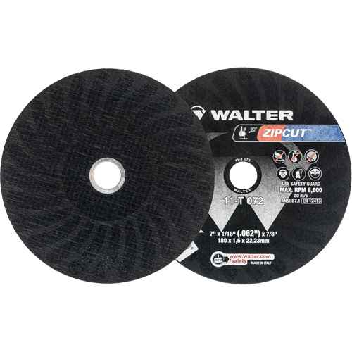 Zipcut Reinforced Cut-Off Wheel, 7" x 1/16", 7/8" Arbor, Type 1, Aluminum Oxide, 8600 RPM Distribution Élite MP