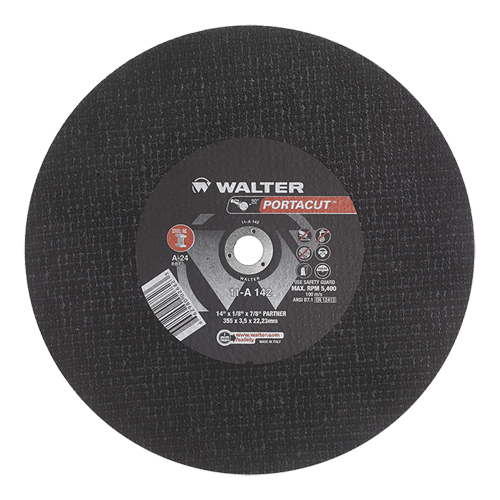 Portacut High Speed Cut-Off Wheel, 14" x 1/8", 7/8" Arbor, Type 1, Aluminum Oxide, 5400 RPM Distribution Élite MP