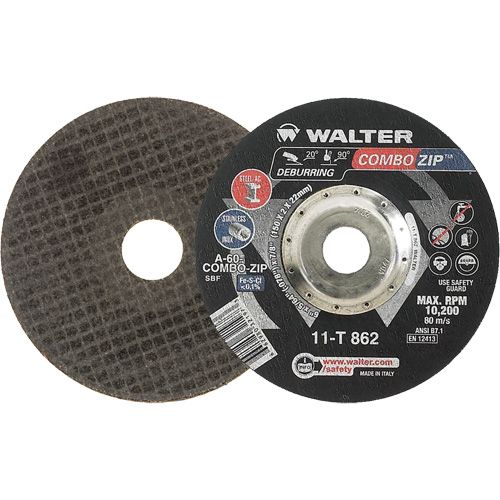 Meules &agrave; tronçonner renforc&eacute;es pour meuleuse &agrave; angle droit - Combo Zip, 6" x 5/64", Arbre de 7/8", Type 27 Distribution Élite MP