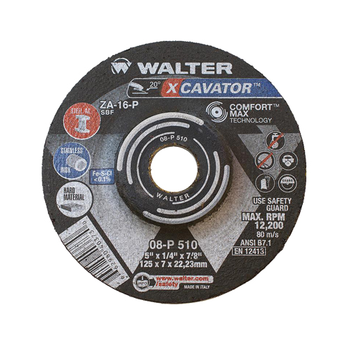XCAVATOR Grinding Wheel, 5" x 1/4", 7/8"/5/8"-11 Arbor, Zirconium, Type 27 Distribution Élite MP