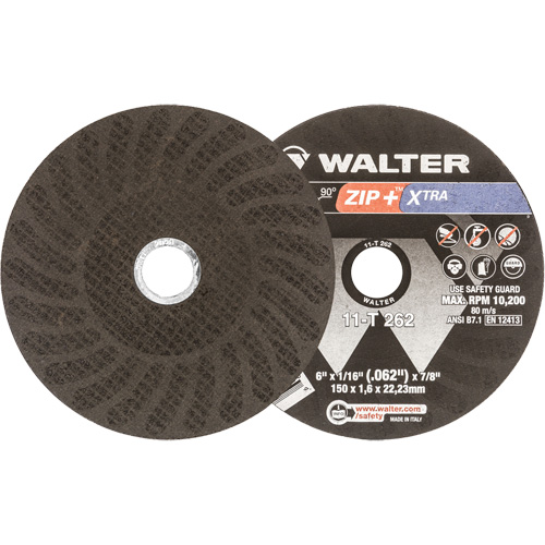 Zip+ Right Angle Grinder Reinforced Cut-Off Wheel, 6" x 1/16", 7/8" Arbor, Type 1, Aluminum Oxide, 10200 RPM Distribution Élite MP
