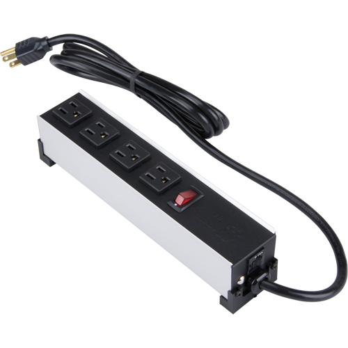 Barre d'alimentation en aluminium bross&eacute; pour l'int&eacute;rieur, 4 Prise(s), 6' Distribution Élite MP