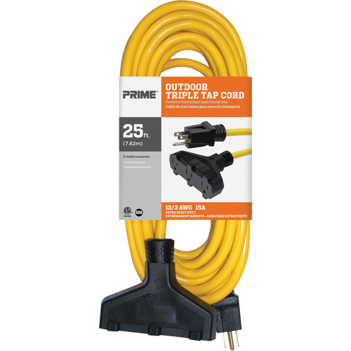 Cordon rallonge en vinyle, Ext&eacute;rieur, SJTW, AWG 12/3, 15 A, 3 prise(s), 25' Distribution Élite MP
