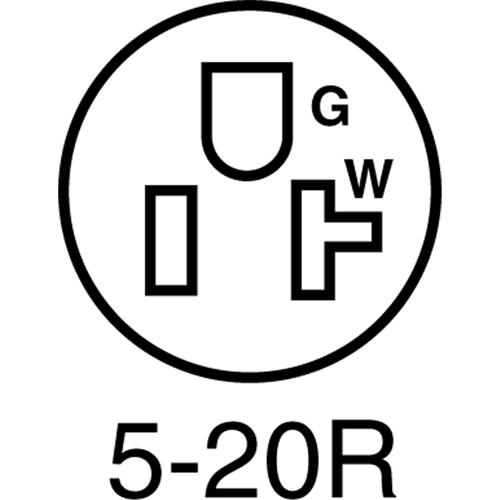 2-Pole 3-Wire Grounding Straight Blade Connector, 5-20P, Nylon Distribution Élite MP
