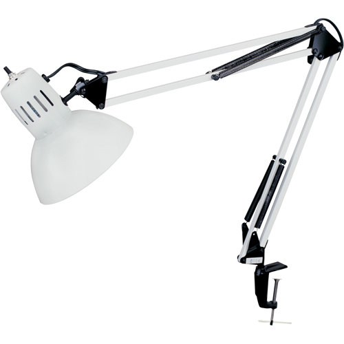 Lampes de bureau &agrave; pince - Bras flexible, 100 W, Incandescente, Pinces serre-joints, Col 36", Blanc Distribution Élite MP