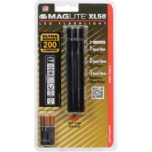 Lampes de poche XL50, DEL, 200 lumens, Piles AAA Distribution Élite MP