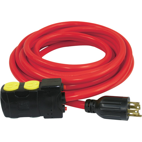 Rallonge pour g&eacute;n&eacute;ratrice avec remises en circuit, SJTW, AWG 10, 20 A, 4 prise(s), 25' Distribution Élite MP