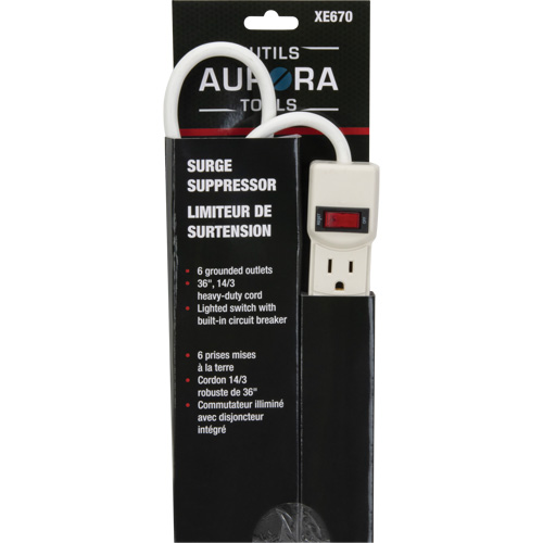 Limiteur de surtension, 6 Prises, 200 J, 1875 W, Cordon 3' Distribution Élite MP