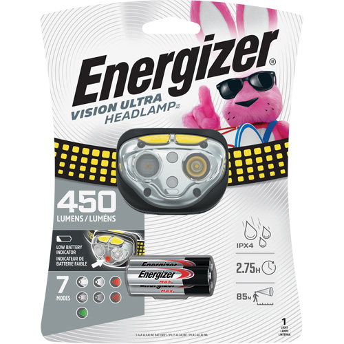 Vision Ultra Industrial Headlamp, LED, 450 Lumens, 2 Hrs. Run Time, AAA Batteries Distribution Élite MP
