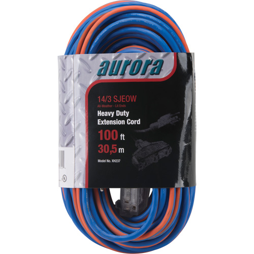 TPE-Rubber Extension Cord with Light Indicator, All-Weather, SJEOW, 14/3 AWG, 13 A, 3 Outlet(s), 100' Distribution Élite MP