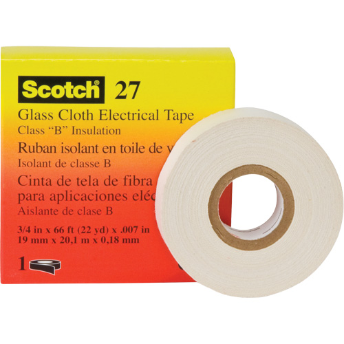 Scotch&reg; 27 Glass Cloth Electrical Tape, 12 mm (1/2") W x 20 m (66') L Distribution Élite MP