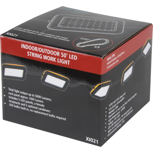 LED String Work Lights, 5 Lights, 50' L, Plastic Housing Distribution Élite MP