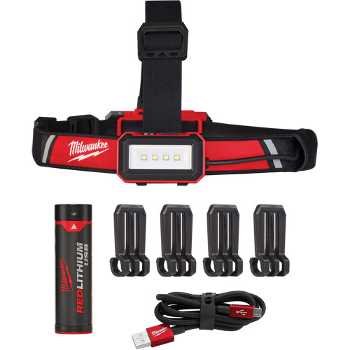 Lampe frontale USB &agrave; profil bas, DEL, 600 lumens, 2 hres de fonctionnement, piles Rechargeable Distribution Élite MP