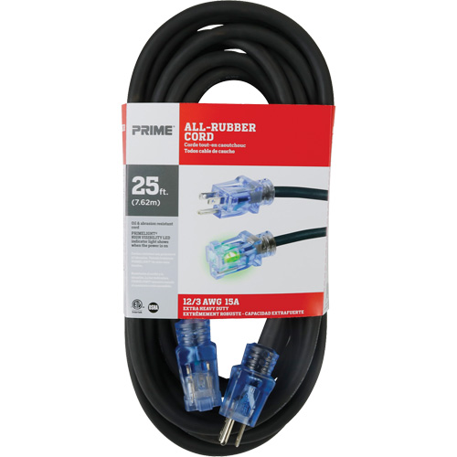 Cordon rallonge All-Rubber, Ext&eacute;rieur, SJOOW, AWG 12/3, 15 A, 25' Distribution Élite MP