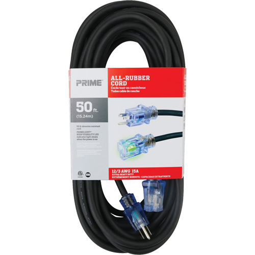 Cordon rallonge All-Rubber, Ext&eacute;rieur, SJOOW, AWG 12/3, 15 A, 50' Distribution Élite MP