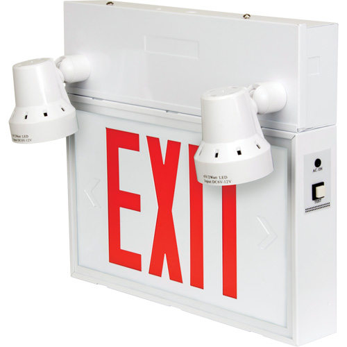 Exit Sign with Security Lights, LED, Battery Operated/Hardwired, 12-1/10" L x 11" W, English Distribution Élite MP