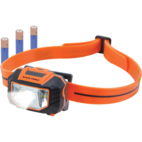 Lampe frontale avec bandeau en silicone pour casque de s&eacute;curit&eacute;, DEL, Piles AAA, Plastique Distribution Élite MP