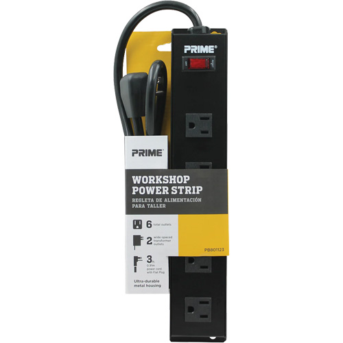 Bloc multiprise pour atelier en m&eacute;tal, 6 Prise(s), 3', 15 A, 1875 W, 125 V Distribution Élite MP