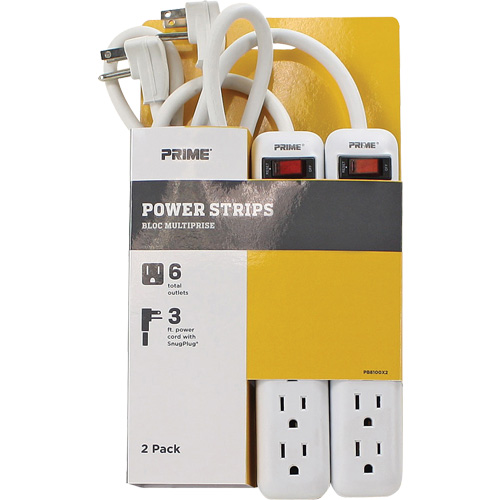 Power Strip 2-Pack, 6 Outlet(s), 3', 15 A, 1875 W, 125 V Distribution Élite MP