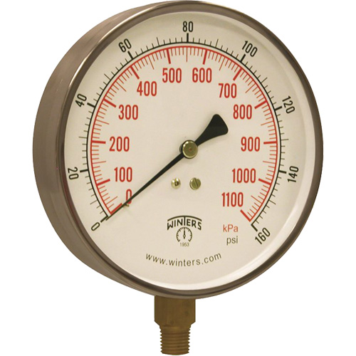 Manom&egrave;tre pour entrepreneur,  4-1/2", 0 - 160 psi, Fixation inf&eacute;rieure, Analogique Distribution Élite MP