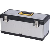 JPSTB-22 Stainless Steel Hand Tool Box, 11" D x 22-1/2" W x 10-3/4" H, Black/Grey Distribution Élite MP