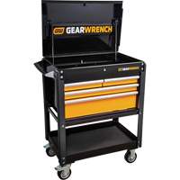 Utility Cart, 4 Drawers, 33" L x 21" W x 42" H, Black/Orange Distribution Élite MP