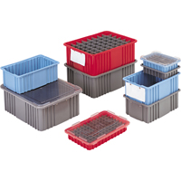 Contenants Divider Box, Poly&eacute;thyl&egrave;ne, 10,8" la x 8,3" p x 2,5" h, Gris Distribution Élite MP