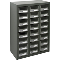 KPC-400 Parts Cabinet, Galvanized Steel, 24 Drawers, 17-3/10" x 8-7/10" x 25-3/5", Grey Distribution Élite MP