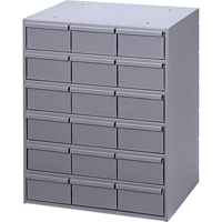 Casiers &agrave; tiroirs industriels, 18 tiroirs, 17-1/4" la x 11-5/8" p x 21-1/4" h, Gris Distribution Élite MP