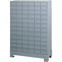 Casiers &agrave; tiroirs industriels avec base, 72 tiroirs, 34-1/8" la x 12-1/4" p x 48-1/8" h, Gris Distribution Élite MP
