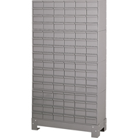 Casiers &agrave; tiroirs industriels avec base, 96 tiroirs, 34-1/8" la x 12-1/4" p x 62-1/2" h, Gris Distribution Élite MP